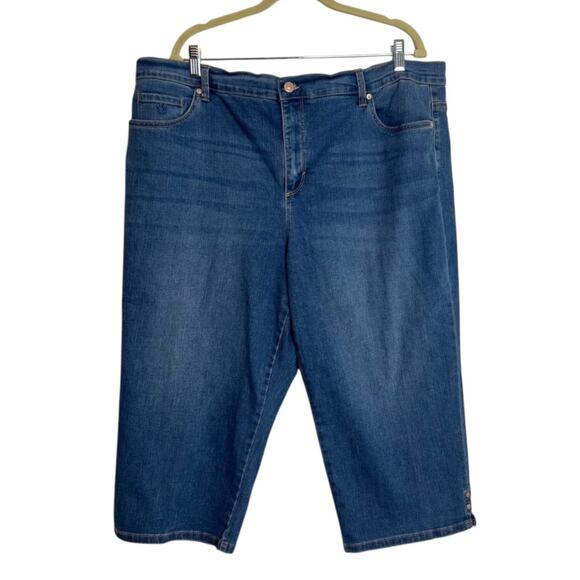 Gloria Vanderbilt Amanda Cropped Jeans 18W Blue Denim Slimming Stretch Plus Size - Picture 1 of 7